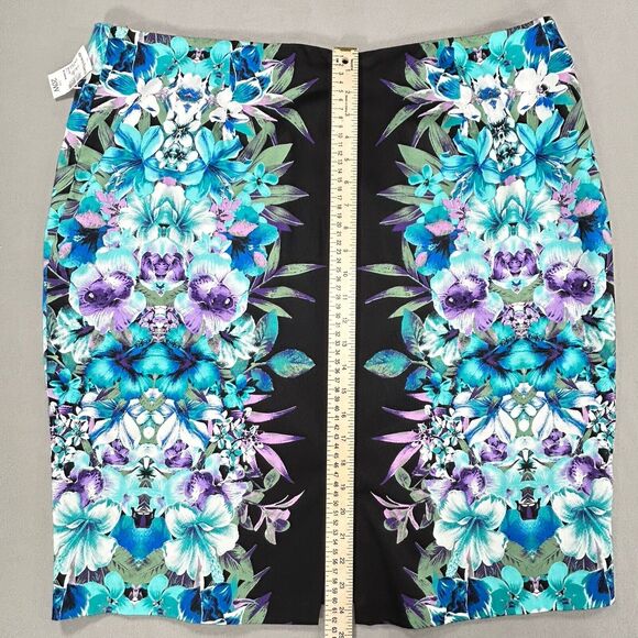 Roz & Ali Skirt Women's Size 20 Black Midi Pencil Lined Floral Flowers Slit NWT - Picture 7 of 12